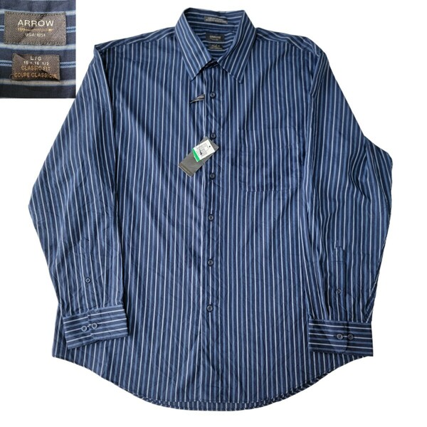 【未使用】現行 アロー ARROW シャツ L 長袖 DRESS BLUE ドレスブルー CLASSIC FIT クラシックフィット カジュアルシャツ コットンシャツ