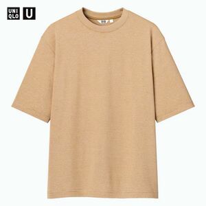 エアリズムコットンオーバーサイズクルーネックT 461914 カラー: 32 BEIGE M 新品 ユニクロ Tシャツ