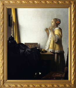 フェルメール『真珠の首飾りの女』 1665年 51x42cm 複製 高品質◆ ダヴィンチ バロック レンブラント 絵画 美術 油彩画