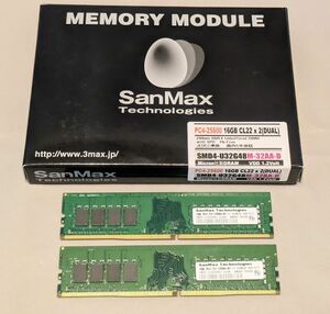 DDR4 3200 PC4-25600 メモリ16GB×2 (32GB) SanMax Micron