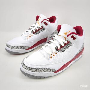 【未使用】 NIKE AIR JORDAN3 RETRO スニーカー メンズ ホワイト×レッド サイズ27cm CT8532-126 ナイキ エアジョーダン ◆3104/磐田店