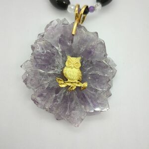 ネックレス K18 総50.0g アメジスト 約60cm ふくろう オニキス 水晶 レディース アクセサリー 中古 ◆3104/磐田店