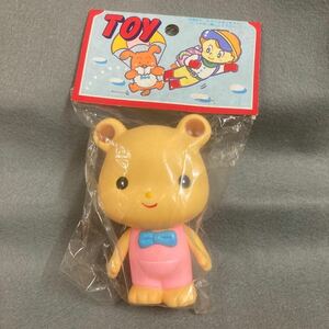 昭和レトロ クマさん 笛入り ソフビ 1980年代 当時物 デッドストック