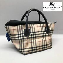 H■ BURBERRY BLUE LABEL バーバリー ブルーレーベル ミニ ハンドバッグ トートバッグ ノバチェック ベージュ 手持ち 鞄 レディース_画像1