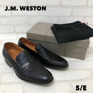 H■訳あり■④ J.M.WESTON ジェイエムウエストン シグニチャーローファー ブラック サイズ5/E 25.0~25.5cm相当 メンズ 革靴 箱/靴袋付き