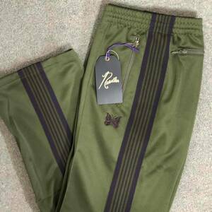 新品 未使用 Needles サイズL Narrow Track Pant Poly Smooth Olive ニードルズ ナロー トラック パンツ ポリ スムース オリーブ