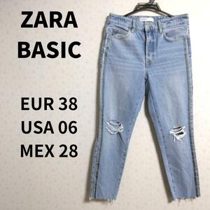 ZARA BASIC トルコ製 ダメージ加工デザイン Z1975 デニムパンツ ボトムス ジーパン ジーンズ