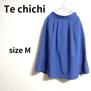 Te chichi プレーンAライン 台形ブルーカラーデザイン 膝丈 フレアスカート ひざ丈 レディースファッション