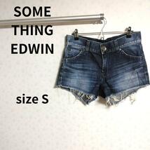 SOMETHING EDWIN 日本製 カジュアルデニム ショートパンツ ジーンズ Sサイズ レディース ファッション_画像1