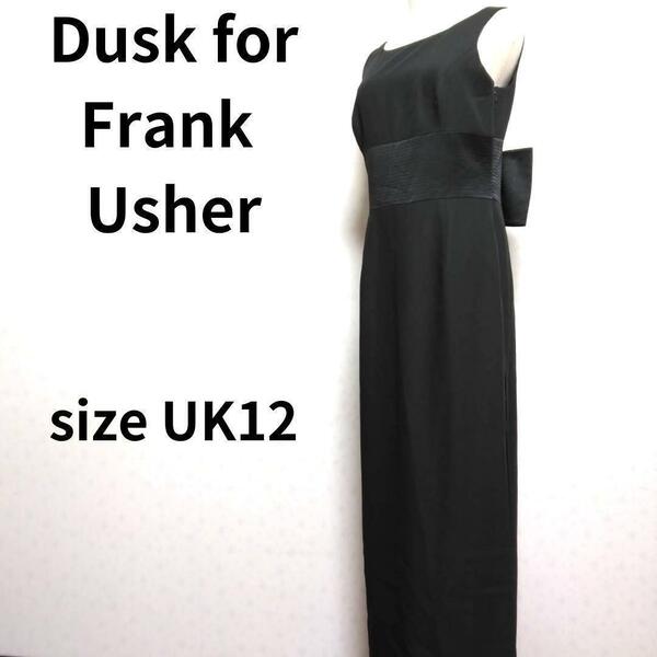 Dusk for Frank Usher ノースリーブブラック色 ロングワンピース 黒系 Uネック レディースファッション
