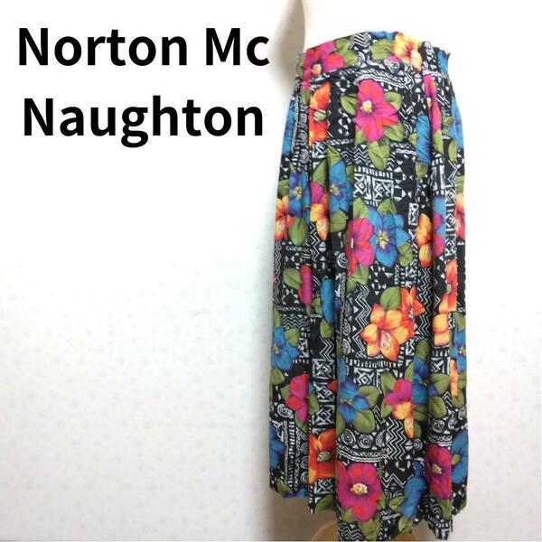 Norton McNaughton ボタニカル柄デザイン フレアロングスカート レディースファッション 花柄 フラワー柄