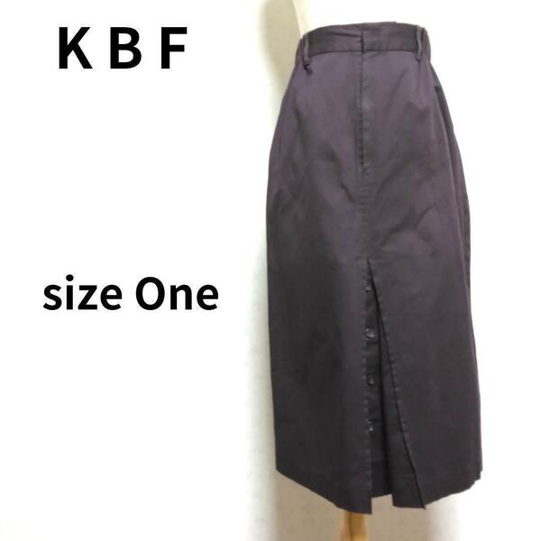 KBF プレーン裾ボタン付 パープルカラーデザイン 前後2way釦タイトスカート 膝丈 ひざ丈 レディースファッション