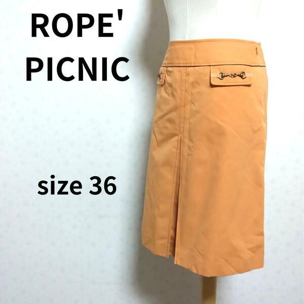 ROPE' PICNIC プレーンオレンジカラーデザイン カジュアル ひざ丈スカート 膝丈 レディースファッション 