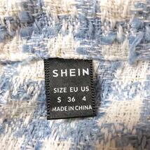 SHEIN チェック柄 アクアブルー＆ホワイトカラーデザイン 半袖 ひざ丈ワンピース 膝丈 Sサイズ レディース_画像7