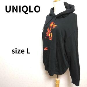UNIQLO UT ジェフクーンズコレクション ブラックスウェットパーカー 男女兼用 トップス Lサイズ 黒系