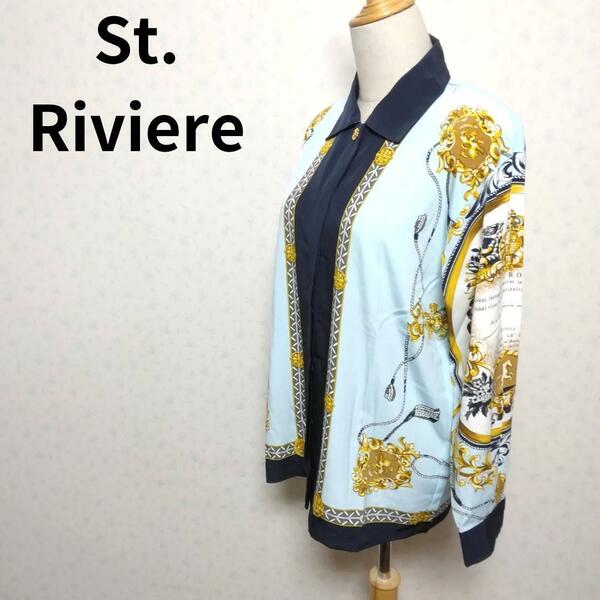 St.Riviere 日本製 アート総柄デザイン エレガントオリジナル 長袖ブラウス トップス レディースファッション