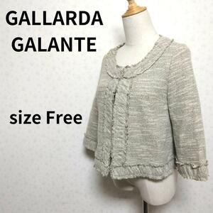 GALLARDA GALANTE 日本製 ライトグレー光沢色 ノーカラージャケット フリーサイズ レディースファッション
