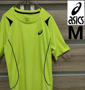 Asics（アシックス）ワンポイントロゴTシャツ M イエロー 美品（My48）No.XX185X ■ネコポス発送！