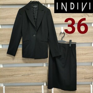 INDIVI（インディヴィ） スカート スーツ セットアップ 36 黒 美品（My71）㈱ワールド ■60