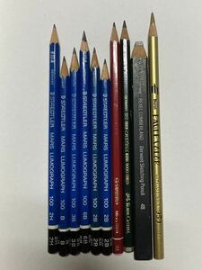 【gp240602】デッサン　製図用　鉛筆　ステッドラー　ファーバーカステル　ダーウェント　色鉛筆など　10本セット 