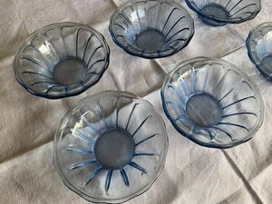 昭和レトロ ガラス皿 デザート皿 プレスガラス　6枚