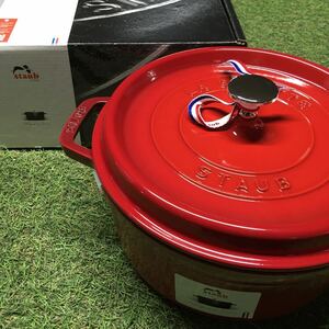 RX604 staub ストウブ COCOTTE RONDE 1102406 24CM-3.7L レッド 鋳物 ホーロー 調理器具 箱傷汚れ有り 未使用 保管品 鍋