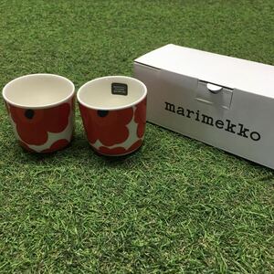 RE031 A03 MARIMEKKO マリメッコ UNIKKO ウニッコ 067849-001 ラテマグカップ 2個セット食器 ホワイト.レッド 未使用 保管品 コップ