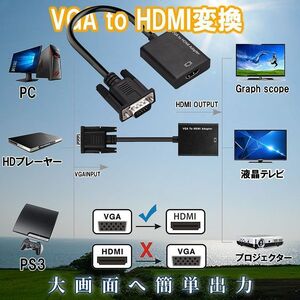 VGA to HDMI 変換 解像度 1080P ビデオ PC プロジェクター VGAケーブル HDMI変換 VGAIN