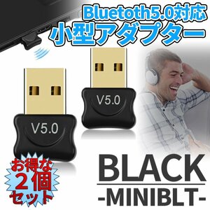 Bluetooth 5.0 adapter black 2 piece set wireless Don gruUSB Don gru small size Bluetooth wireless smart phone PC 2-MINIBT-BK