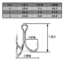 【匿名配送】BKK製 Size:4トレブルフックMH 40個セット ルアー メタルジグ 防錆 トリプルフック 淡水海水_画像3