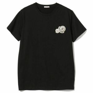 ★定価 53,900円★ タグ付き新品未使用 現行モデル MONCLER Tシャツ カットソー Ｍ　Wワッペン ロゴ ブラック モンクレール 国内正規品