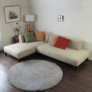 カウチソファ コーナーソファ 2人掛け 3人掛け ソファ ソファー 大型 大きい ベージュ [コーナー座って右タイプ] Luminoso-2p-couch