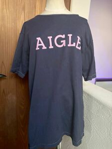 74 エーグル　AIGLE メンズ半袖Tシャツ　ネイビー　Lサイズ