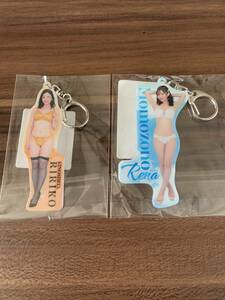  tree under ... peach ...2 kind set new goods unopened FANZA lot regular goods acrylic fiber key holder beautiful woman gravure 1 jpy start ~!!