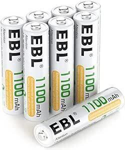 EBL 単4電池 充電式 1100mAhニッケル水素充電式電池、収納ケース付き8パック 電池 単4 充電式 充電式単四 単四充電池
