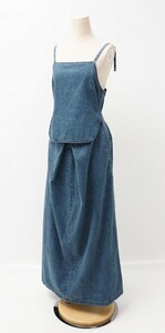 TH0055＝未使用*定価2.5万*アメリ/AMERI×リー/Lee*DENIM CAMISOLE DRESS*ロング*キャミソールワンピース*コットン100％*デニム*M*ブルー系