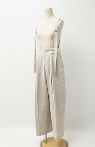 MG28570LOHEN/ low hen* suspenders e Gris nen pants *linen cotton * wide pants * overall * all-in-one *36* light beige group 