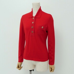 MG2668= Italy made Salvatore Ferragamo Salvatore Ferragamo* total wool * knitted * Gold metal fittings * polo-shirt * long sleeve *XS* red group 
