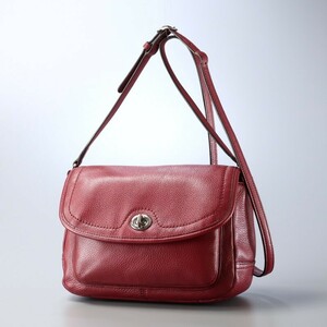 MG2812*{COACH Coach }F28725 leather shoulder bag pochette flap bag Turn lock bag bordeaux series 
