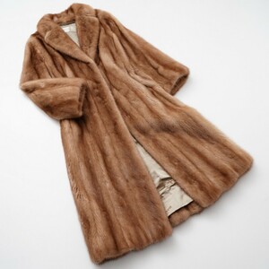 MG2753＝最高級毛皮 ミンク MINK パステルミンク carven furs*ファーコート ロングコート 本毛皮 リアルファー*ライトブラウン系