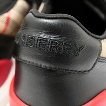 GP8530*イタリア製《BURBERRY バーバリー》37(23.5cm相当) ヴィンテージチェック レザー ローカットスニーカー 靴 ブラック系_画像6