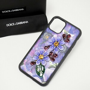 GP8601* regular price 51,700 jpy * Dolce & Gabbana *iPhone X/XS case *iPhone cover * flower print *biju- equipment ornament * purple series 