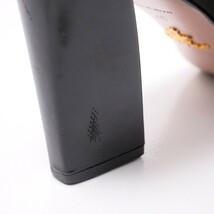 GO5560*イタリア製《PRADA プラダ》ロゴ メタル装飾 レザー オープントゥパンプス 37(24cm相当) 靴 ブラック_画像8