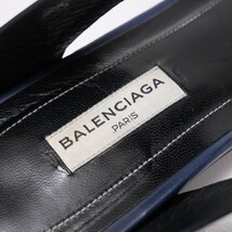 GP5694*イタリア製《BALENCIAGA バレンシアガ》38.5(24.5cm相当) レザー メタル装飾 トングサンダル ストラップサンダル 靴 ネイビー_画像7