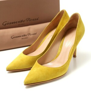 GP9891*イタリア製*ジャンヴィトロッシ《GIANVITO 85》スエードレザー*ポインテッドトゥパンプス*37(23cm相当)*24580*グリーン系