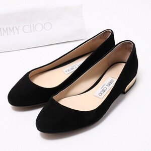 GN7362*イタリア製*JIMMY CHOO ジミーチュウ*JESSIE FLAT*スエードレザー*メタルヒール*フラットシューズ*パンプス*Size 35*ブラック