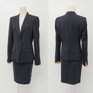 MG2685＝ヒューゴボス/HUGO BOSS*セットアップスーツ*ストライプ柄*テーラードジャケット*タイトスカート*サイズIT40*ネイビー系