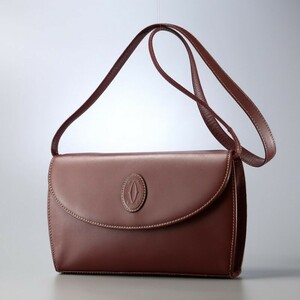 MG1565* Испания производства * Cartier Cartier* Must линия *2C Logo * кожа сумка на плечо * небольшая сумочка * наклонный ..* бордо 