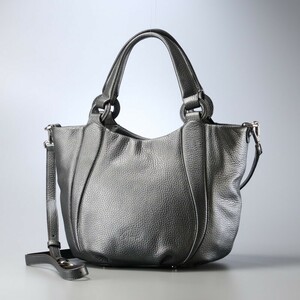 MG2926V gray /GRES* leather handbag tote bag bag * shoulder with strap .2way* gray * key ring attaching 