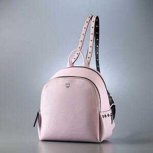 GQ02420 M si- M MCM* кожа * заклепки оборудование орнамент * рюкзак * рюкзак * сумка * розовый 